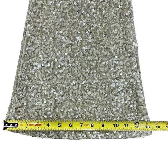 Zara Women's Flared Sequin Pants Mint High Waist-Sequin Hidden Zip Side Size M - Picture 11 of 11